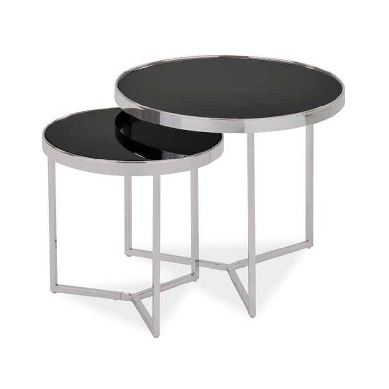 Whitley Bay Glass Top Trestle Nesting Tables