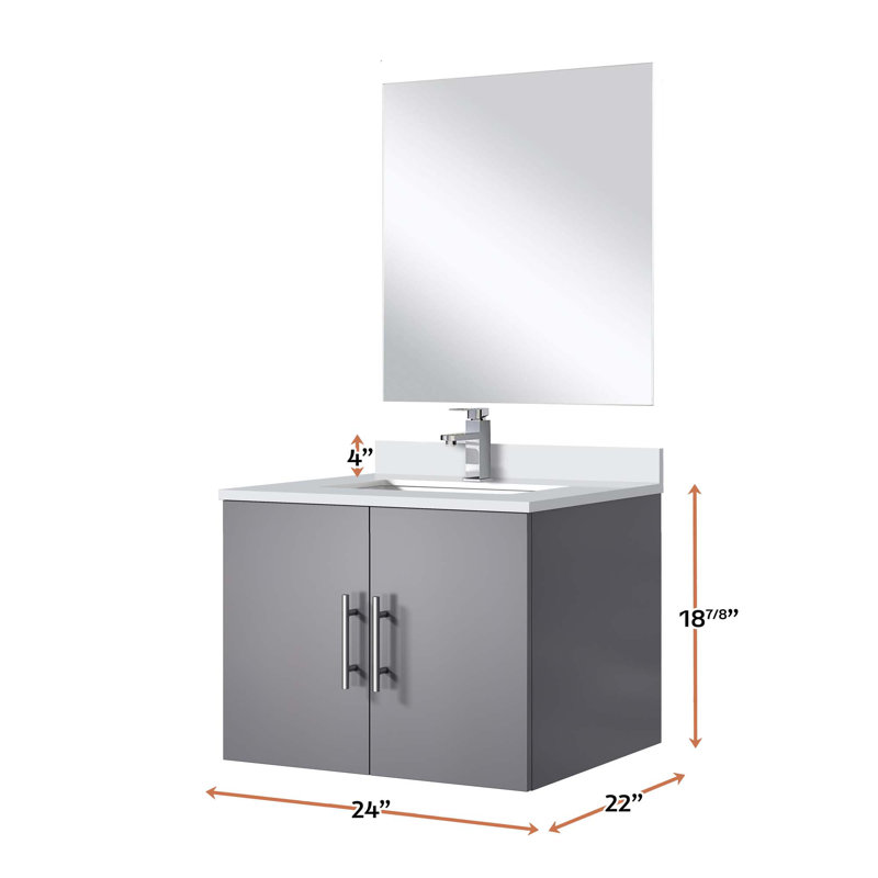 Ensemble de meuble-lavabo avec robinet et miroir DEL, Gris
