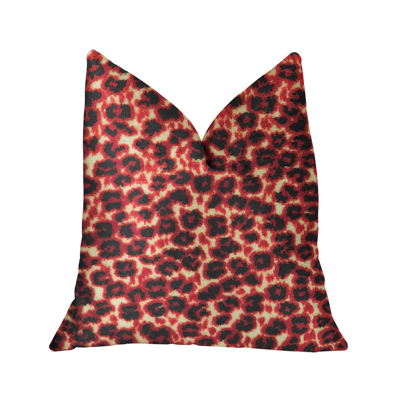 Coussin de luxe pourpre Cheetah, 18 po x 18 po, Noir / rouge, Coussin décoratif