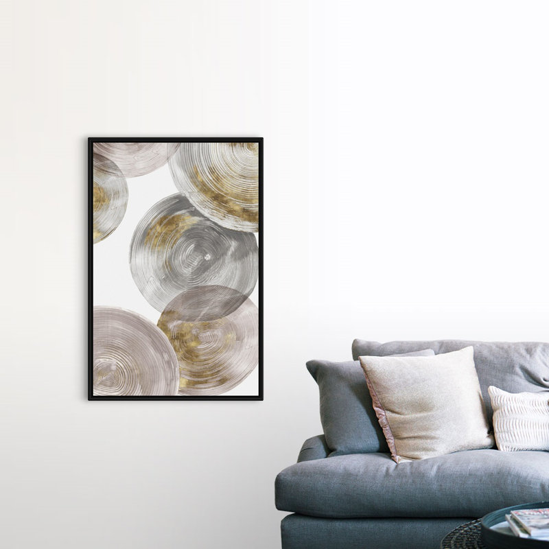 Reproduction d’art sur toile spirales, H 50 po x l 34 po x P 1,75 po, Cadre noir