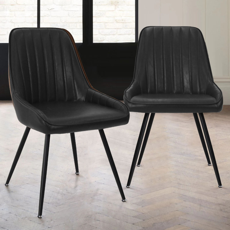 Bhagirath Faux Leather Side Chair (Set of 2), Black