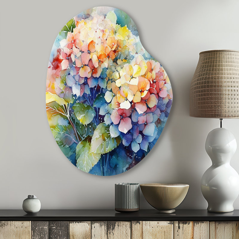 Art mural asymétrique en forme de poire Creswell - Hydrangea, H 30 po x l 22 po