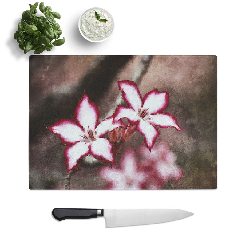 Lily Flowers Painting Chopping Board, 0.4cm H x 28.5cm W x 39cm L