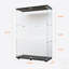Vitrine en verre trempé et armoire de rangement avec lumière DEL alimentée par batterie, pieds réglables et roulettes pour un placement polyvalent-1432020870