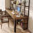 Black+Tan Rectangular Solid Wood+Iron desks-10144600