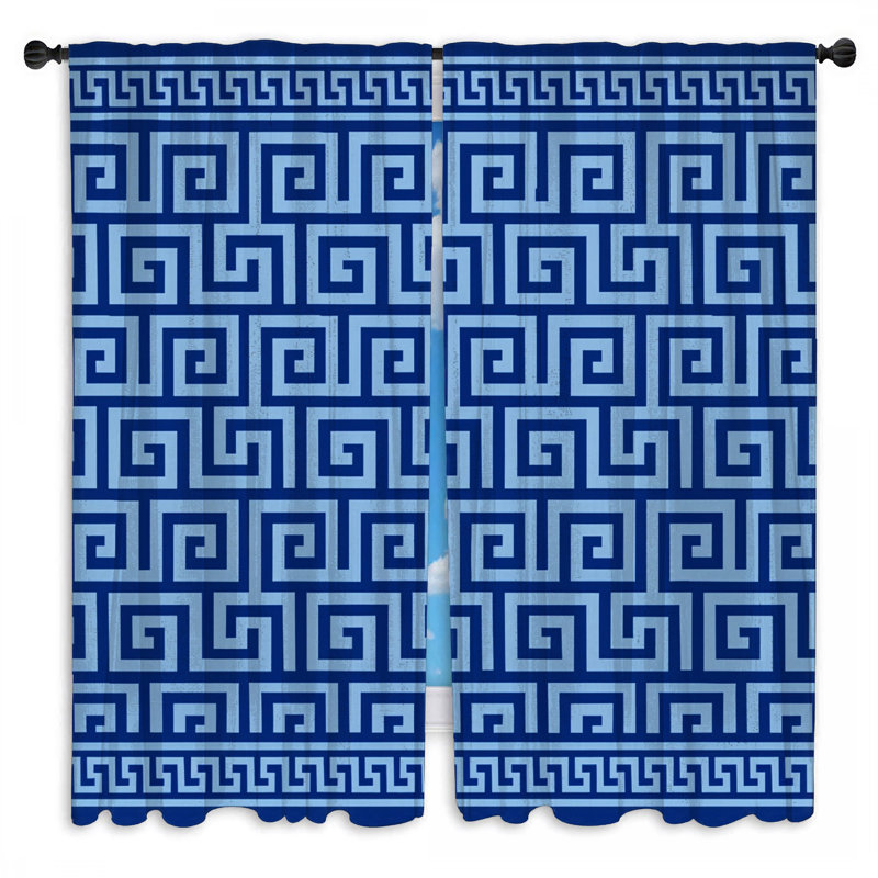 Rideaux de fenêtre grecs à motif abstrait de voilage et obscurcissant - 2 panneaux, 40in x 61in - 2 panels, Transparent