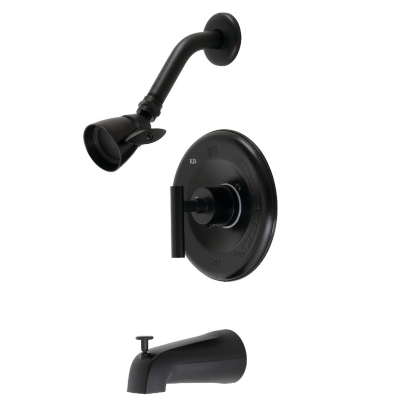 Robinet de baignoire et douche à pression équilibrée à poignée simple Kingston Brass Kingston, Noir mat