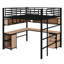 Lit mezzanine en métal avec bibliothèque et bureau-351302301