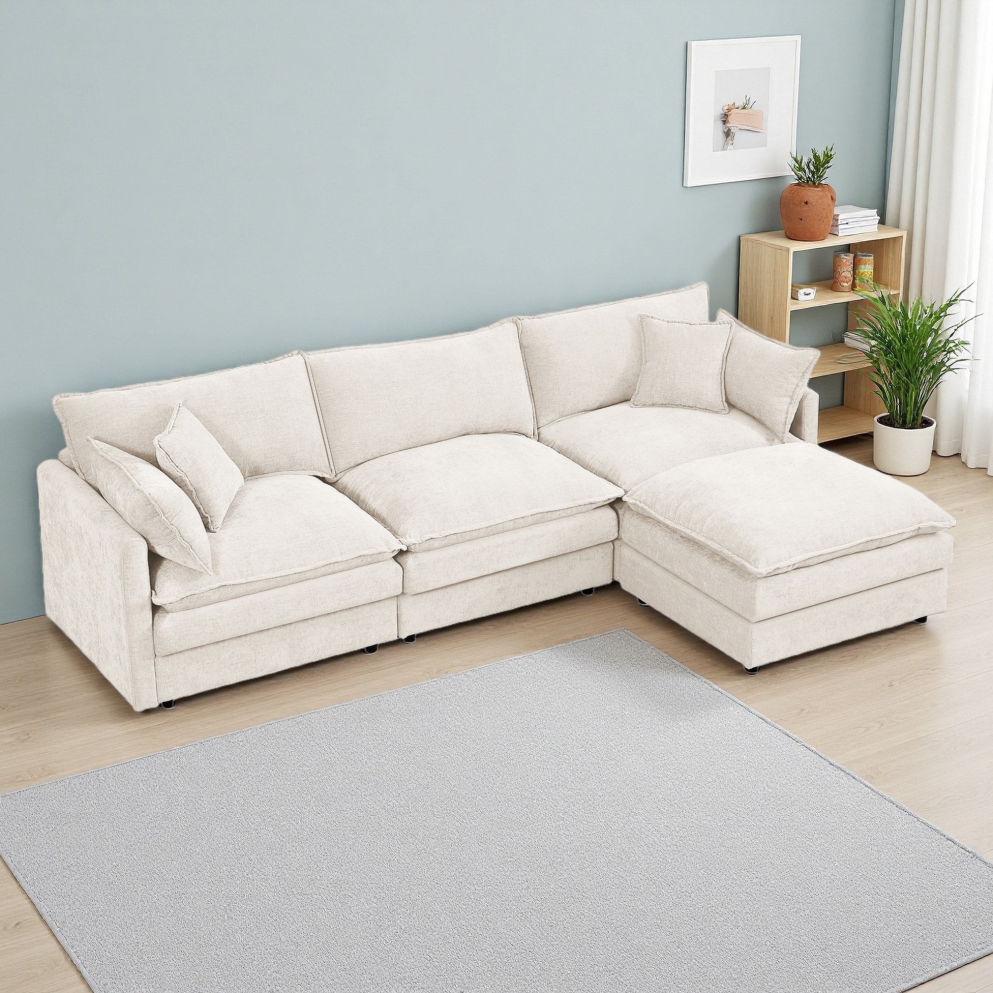 Ebern Designs Modular Sectional Sofa, 102 Inch L Shaped Couch Set For ...