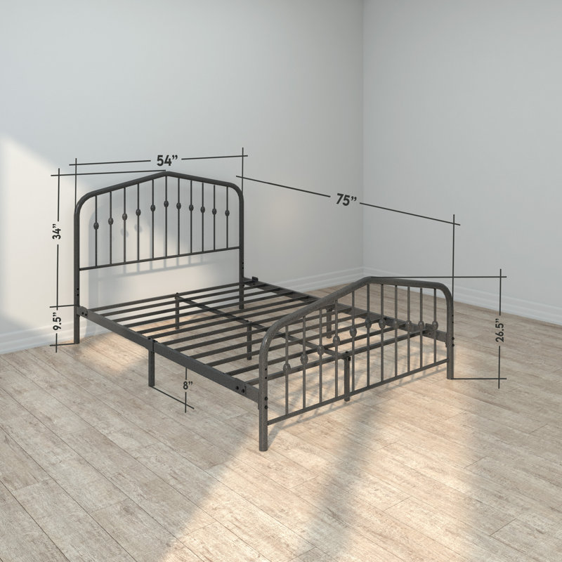 13'' Bed Frame, Full, Silver