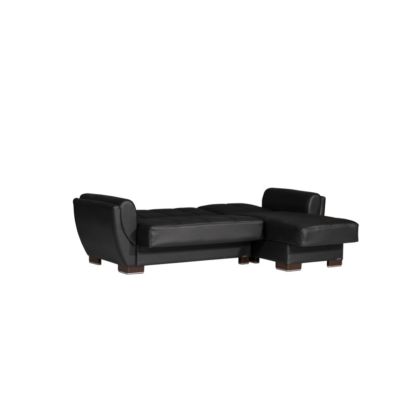 Chaise longue rembourrée convertible avec rangement, Noir