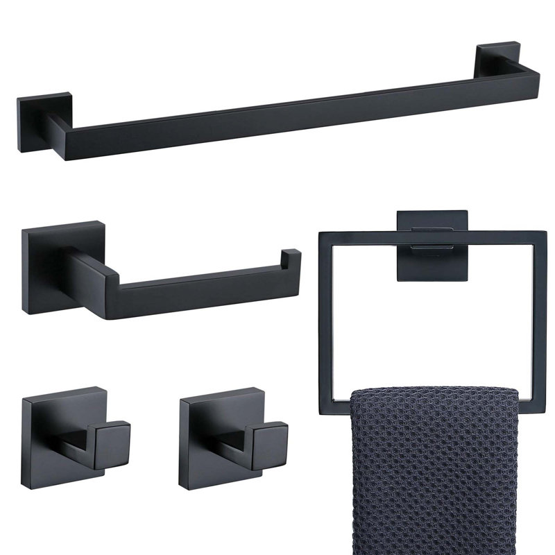 5 - Piece Bathroom Hardware Accessories Set, Matte Black