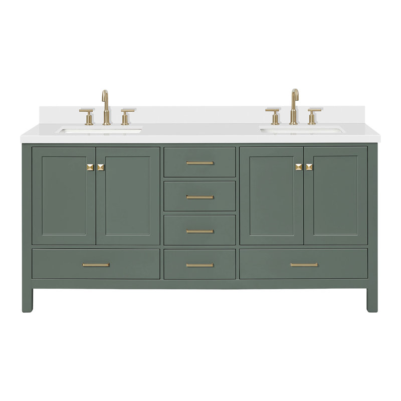Grevera 73" Double Bathroom Vanity Set, Vintage Green, Rectangular