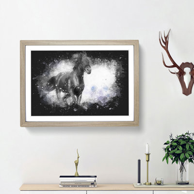 Wild Black Horse - Picture Frame Graphic Art Print