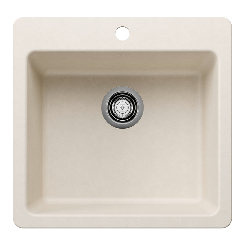 Évier de cuisine à simple cuve à montage double 21 po Liven SILGRANIT - blanc doux, Blanc doux