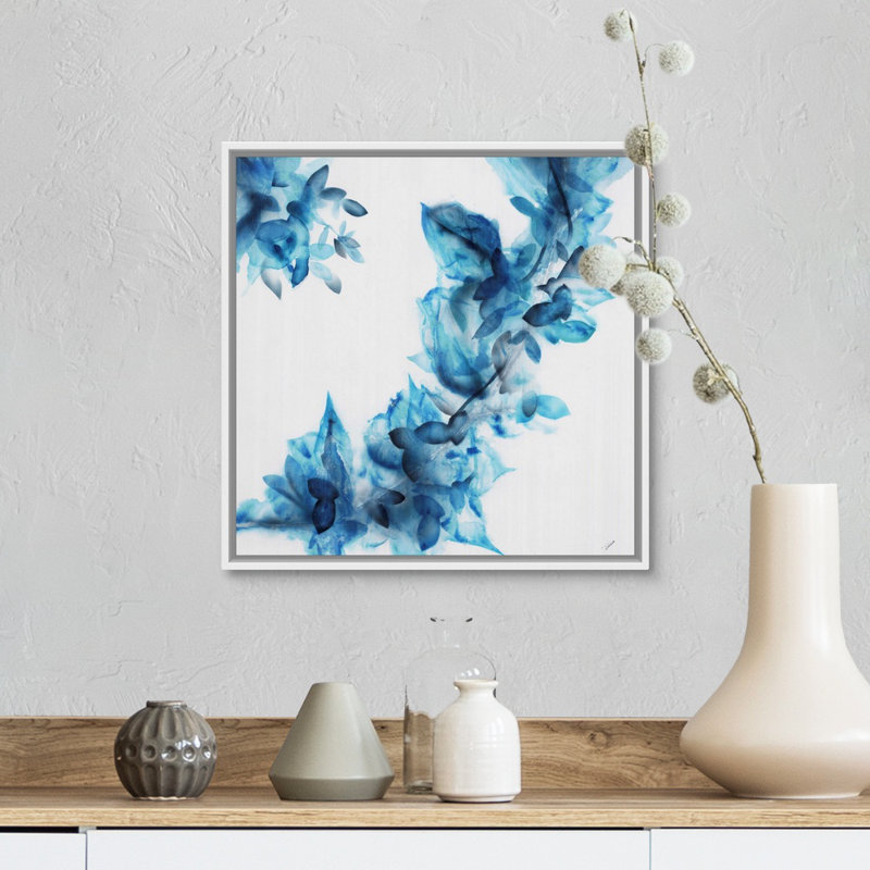 Graphic Art Print on Canvas, White Floater Framed, 14" H x 14" W x 1.75" D
