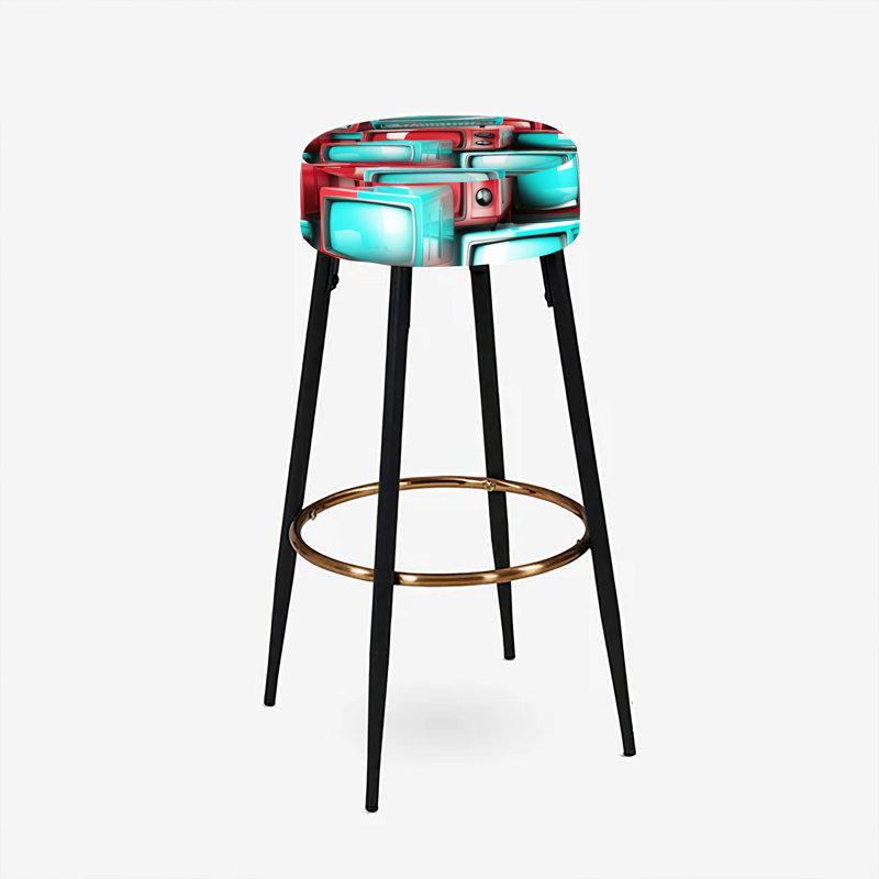 Ensemble de 2 tabourets de bar rétro rouge et cyan Poupart
