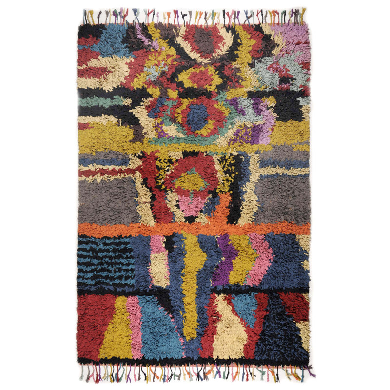 Abstract Cotton Hand Woven Area Rug, Rectangle 140 x 200cm