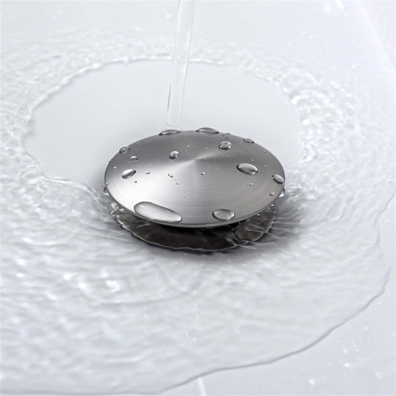 Robinet de lavabo de salle de bain à poignée simple avec bonde escamotable Waterfall, Nickel brossé