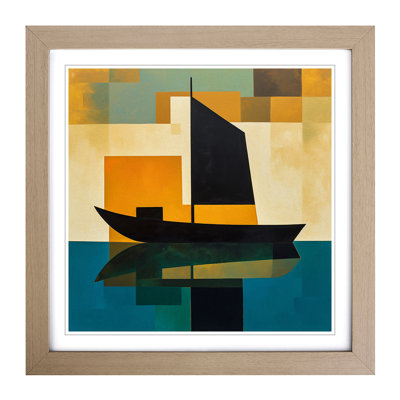Boat on a Lake Suprematism - Framed Print