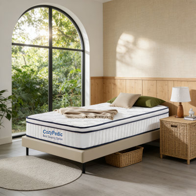 Queen Mattress 12 Inch, Medium Firm Mattress, Memory Foam With Individually Pocket Springs, Cooling Antibacterial Cover, Certipur-US Certified, (59.84"X 79.92"X 11.81")