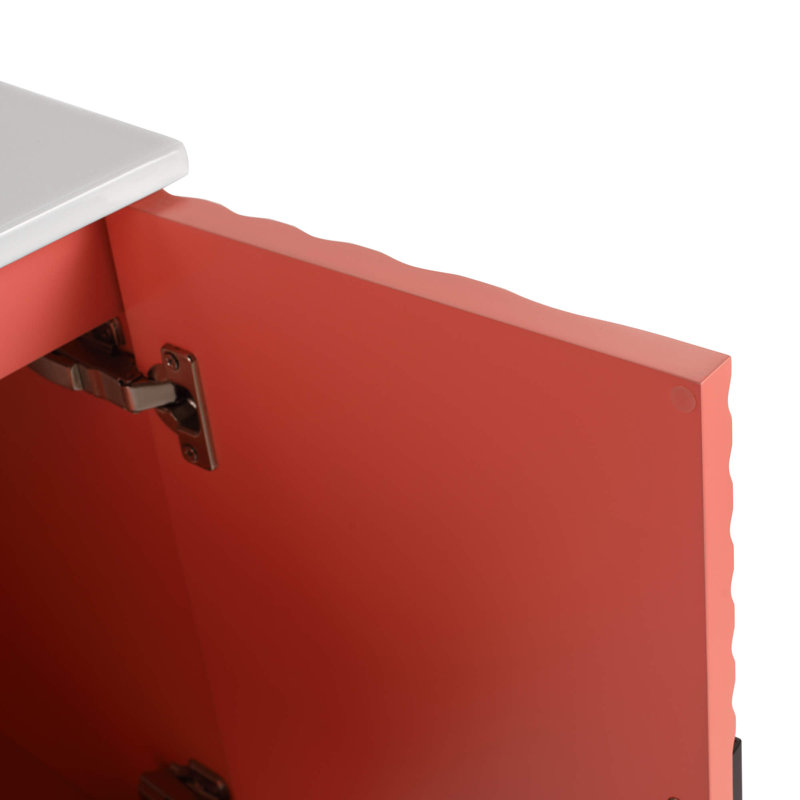 Pellabay Modern Bathroom Vanity with Fluted Circular Doors 24" Wide, Coral Pink
