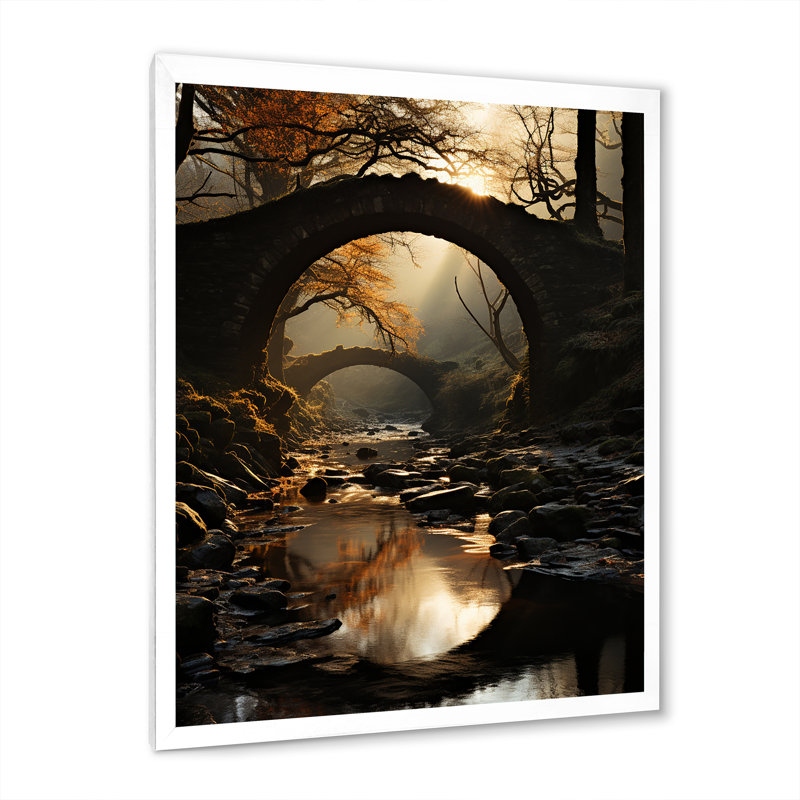 Pont vers nulle part, paysage I, H 32 po x l 24 po x P 1 po, Cadre simple blanc