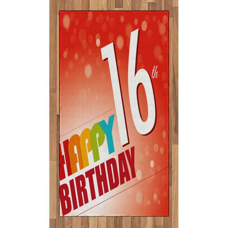 Tapis décoratif 16ème anniversaire haute densité, Rectangle 2 pi 7 po x 5 pi