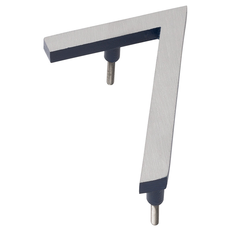 10'' H Metal House Number, 7, Satin Nickel/Navy