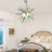 Hand Blown 6-light Sputnik Chandelier, Modern Linear Semi Flush Mount