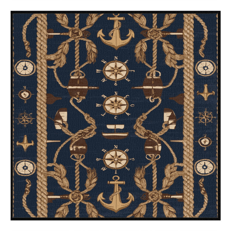 Washable Coordinate Elements Nautical Area Rug, Square 7'
