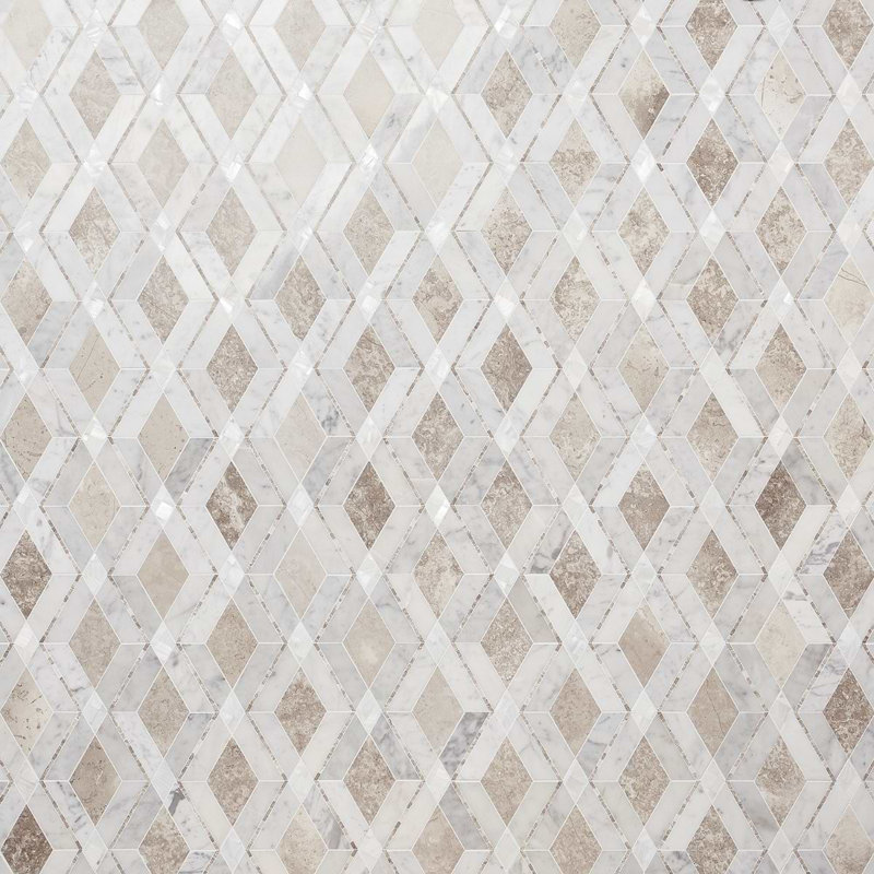 Diana Champagne Beige Polished Marble And Pearl Mosaic Tile, Champagne Beige