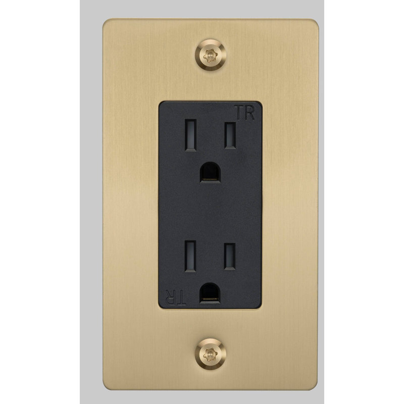 1G Duplex Outlet / Linear / Without Logo, Brass