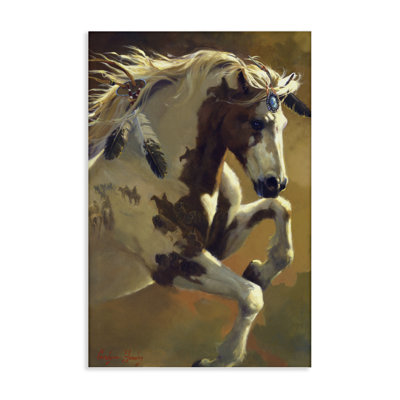 Art mural sur toile "Élever un cheval avec des plumes", design par Carolyne Hawley