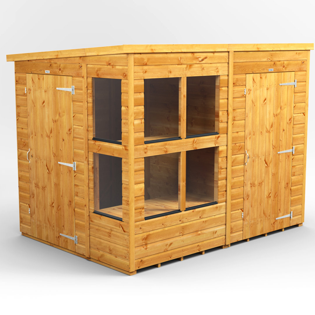 Powersheds 8 x 6ft Timber Tongue & Groove Pent Potting Shed Combi (includes 4ft Side Store)