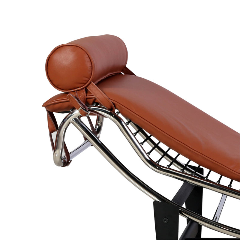 Chaise longue inclinable en cuir véritable, Brun