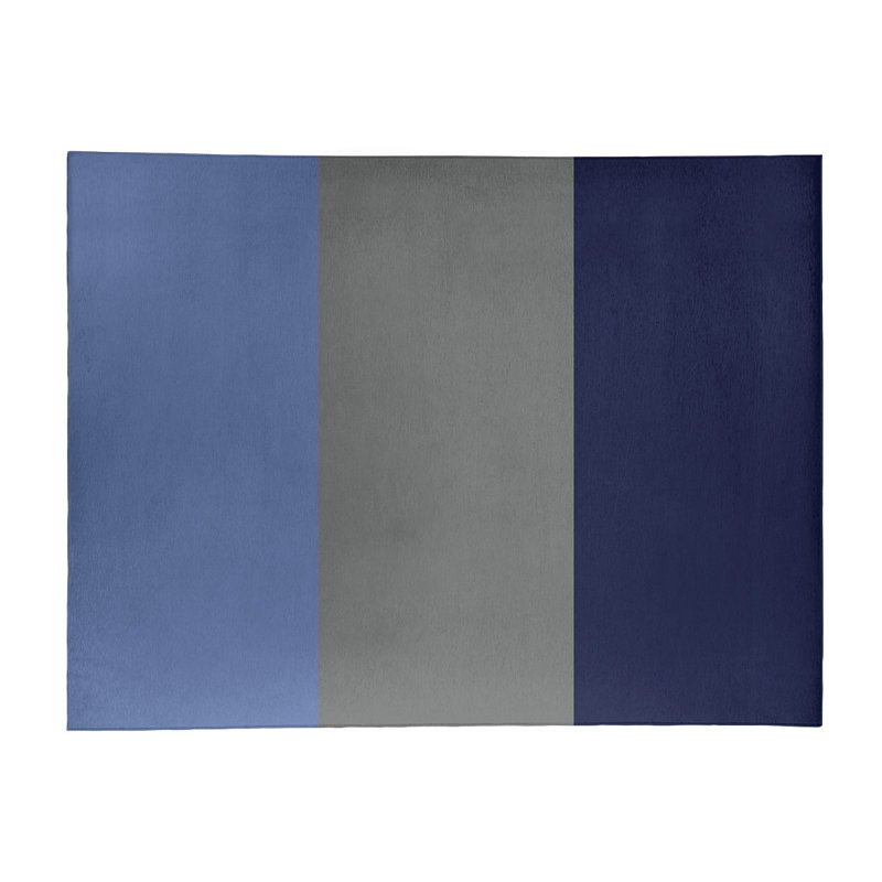 Tapis à rayures bleu/gris/bleu marine, Rectangle 9 pi x 12 pi