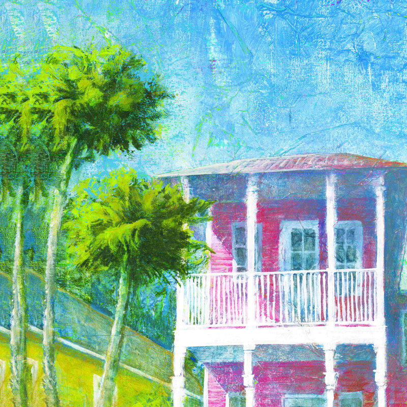 «Beach House Palms 1», impression sur toile tendue, H 20 po x l 20 po