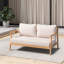 Canapé de patio en bois d'acacia avec coussin résistant à l'eau, teck et beige