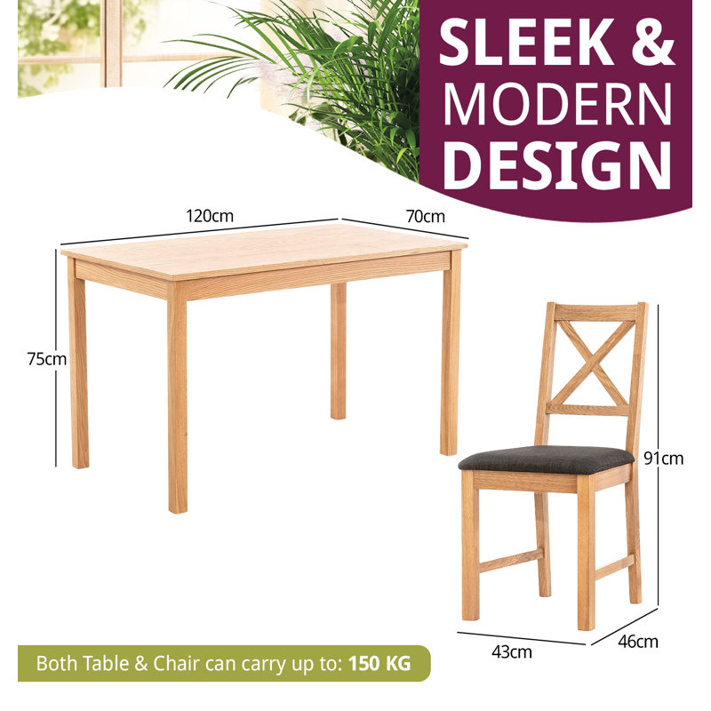 4 - Person Solid Oak Dining Set, Dark Gray