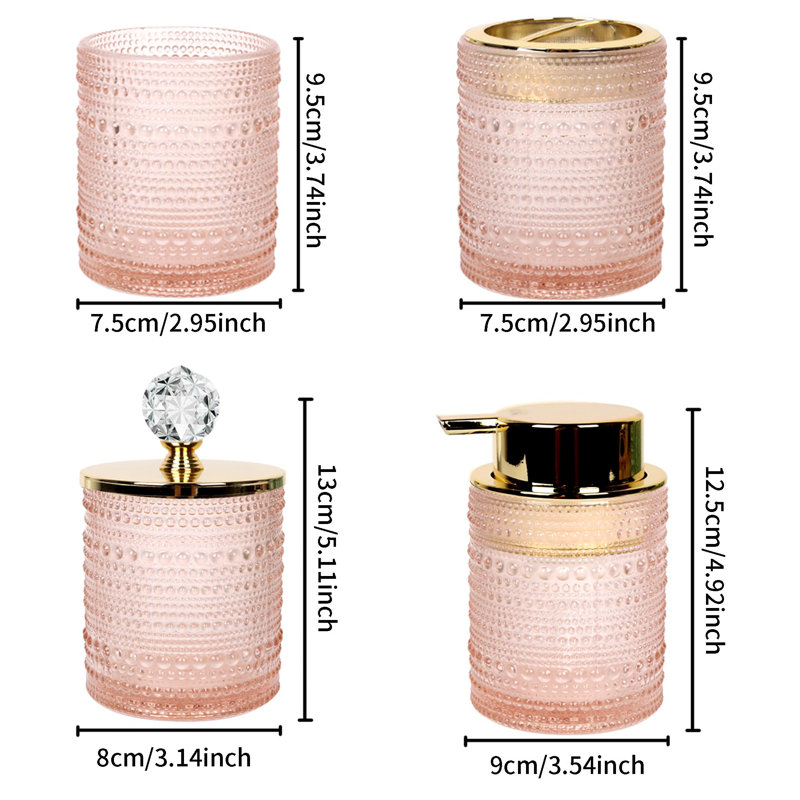 Beyunka Bathroom Accessory Set, Pink
