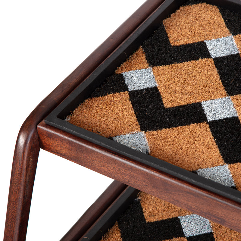 Support à bottes en bois massif de qualité supérieure avec tapis en fibre de coco naturelle - Rangement pour chaussures