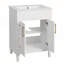 Meuble-lavabo de 24 pouces avec lavabo en céramique intégré, armoire de rangement spacieuse et lavabo demi-lune élégant pour les petites et moyennes salles de bain-1446872555