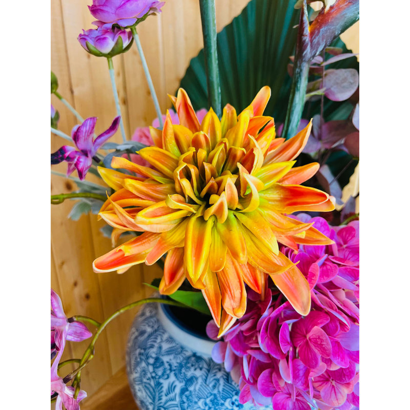Artificial Flowers Arrangement in a Large Ceramic Vase