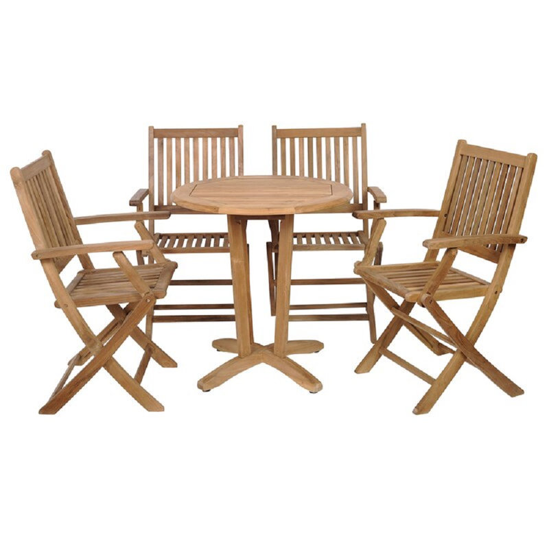 Tuan 4 - Person Teak Solid Wood Patio Dining Set Round Table