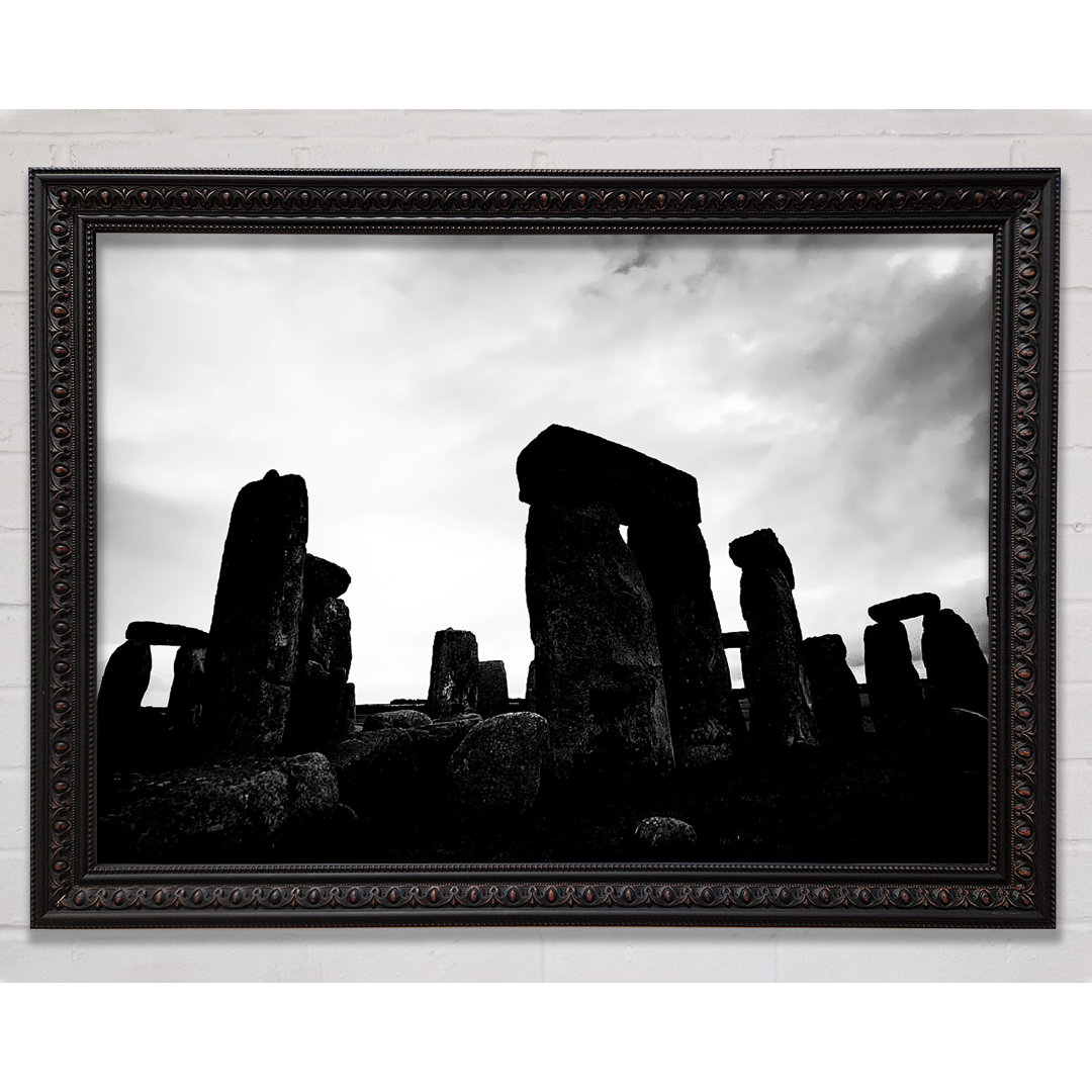 Stonehenge B N W - Einzelner Bilderrahmen Kunstdrucke