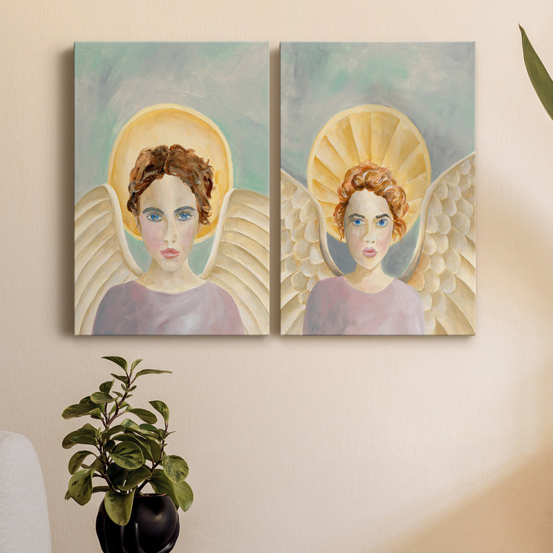 Angels Parmi Nous I, Toile tendue avec châssis de qualité supérieure, prête à être accrochée, H 12 po x l 16 po x P 1 po