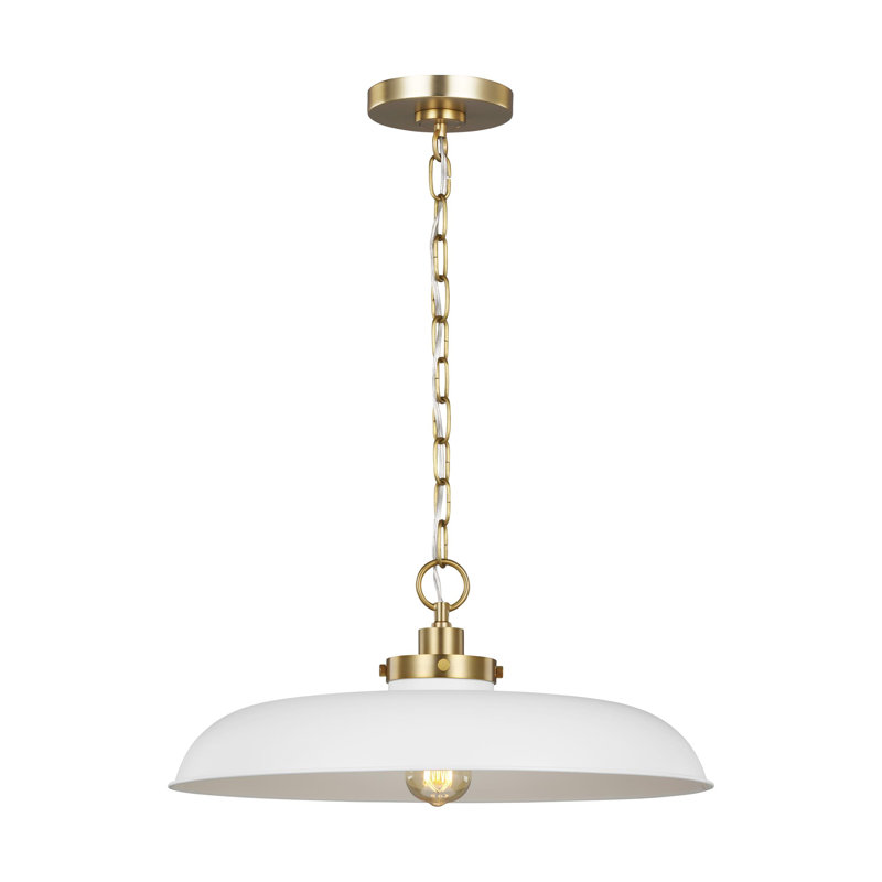 Wellfleet 1 - Light Pendant, Matte White, Burnished Brass