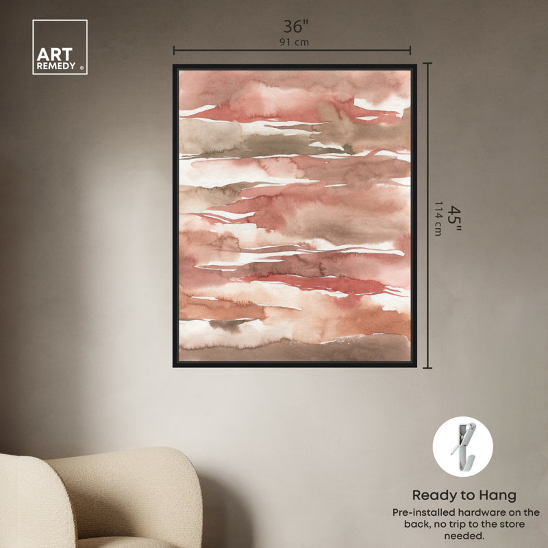 Large Black Framed Abstract Canvas Print in Earthy Tones