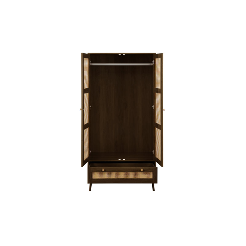 Noemi 2 Door Manufactured Wood Wardrobe, Walnut